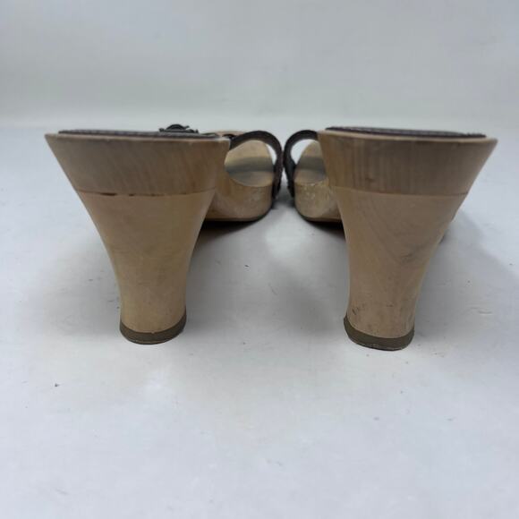 Xhilaration Vintage Sandal Women's 9.5 Y2K Leather Open Toe Wooden Platform Heel - Picture 9 of 12